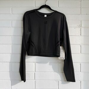 Lululemon Wunder Train Cropped Long Sleeve Flock Black Sz 14 NWT Athleisure Gym